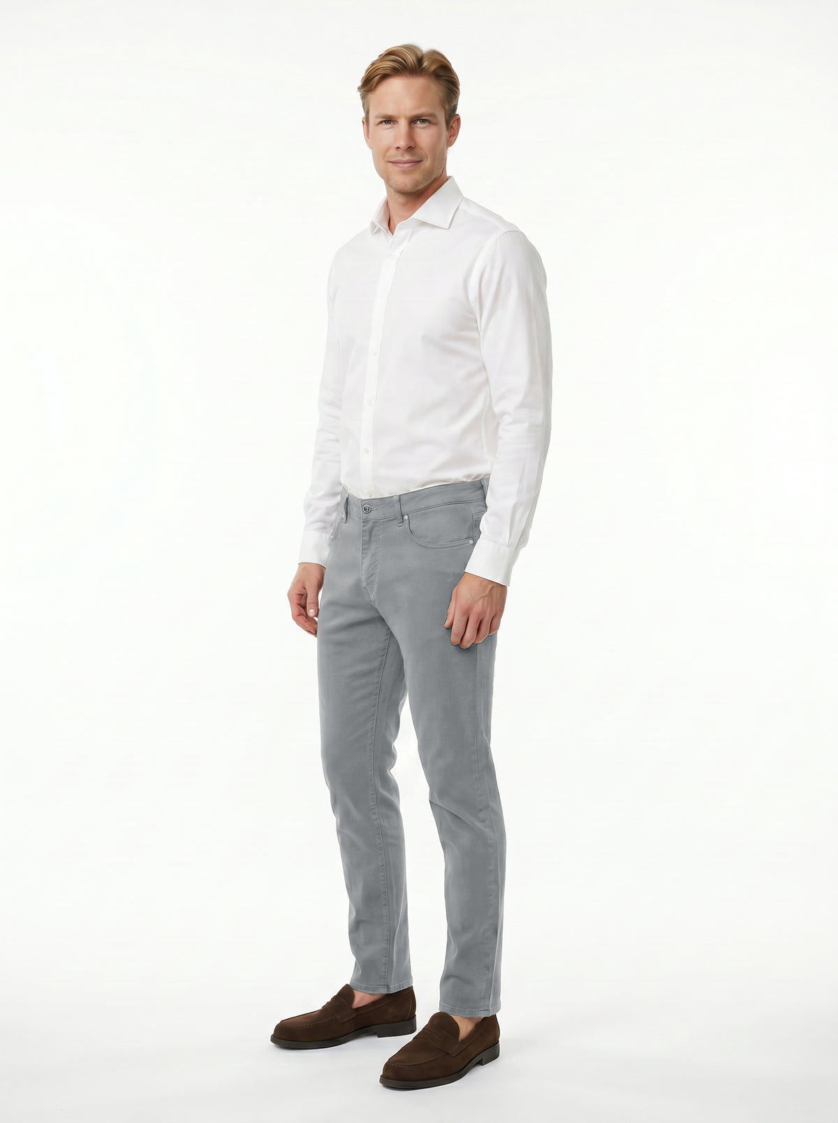 Tomasso 5 Pocket Lyocell Cotton Spandex - Grey Sky