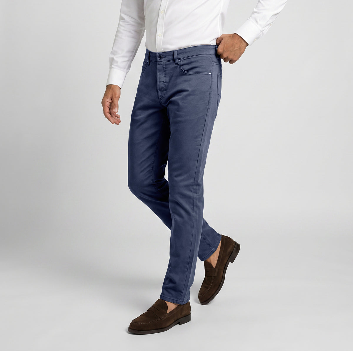 Tomasso 5 Pocket Pant Cotton Spandex - Blue Dust